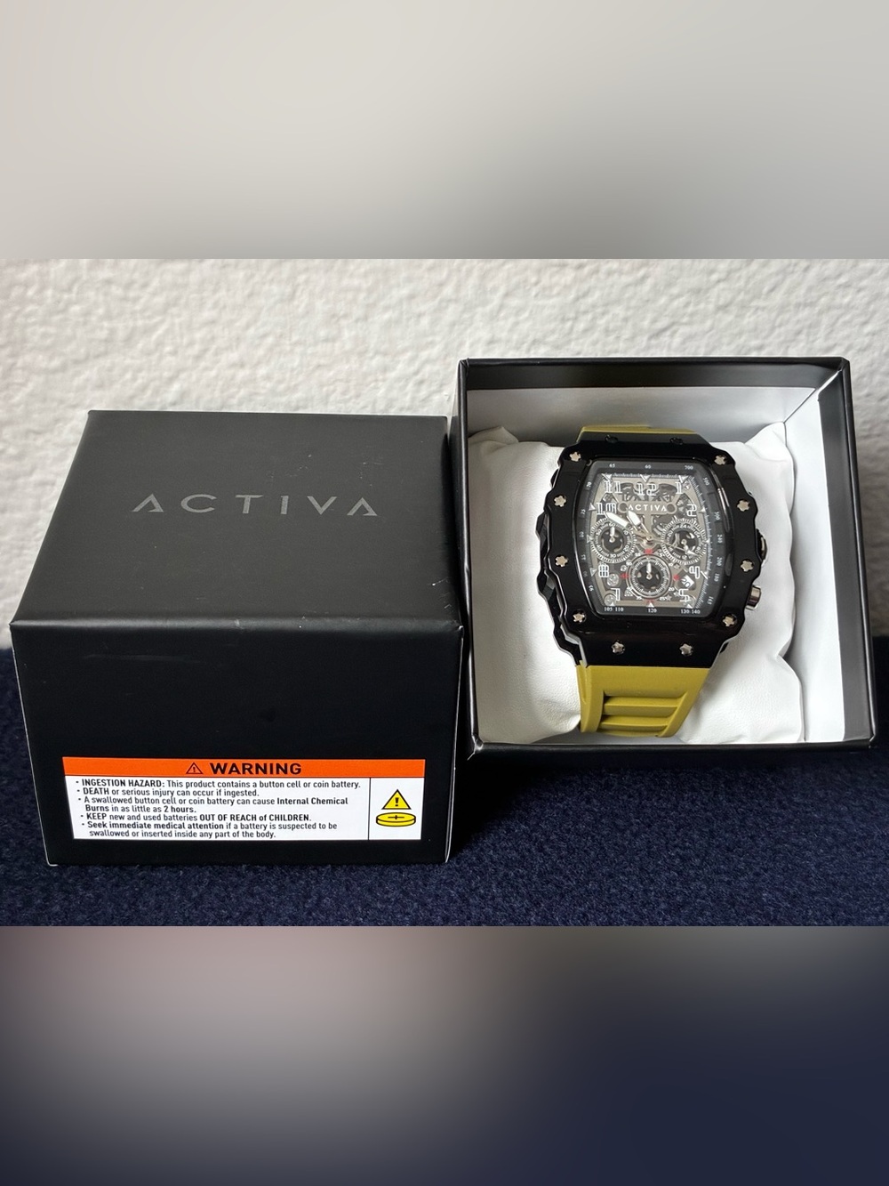 Activa By Invicta Army Green and Black Skeleton Dial.